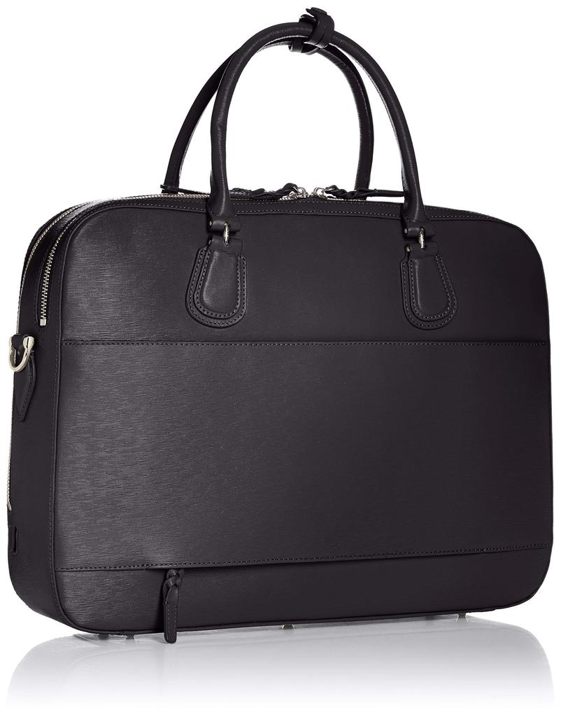 P.I.D. 2-Way, 2-Layer Leather Briefcase PAY102 with Shoulder Strap, Water Grain Contour