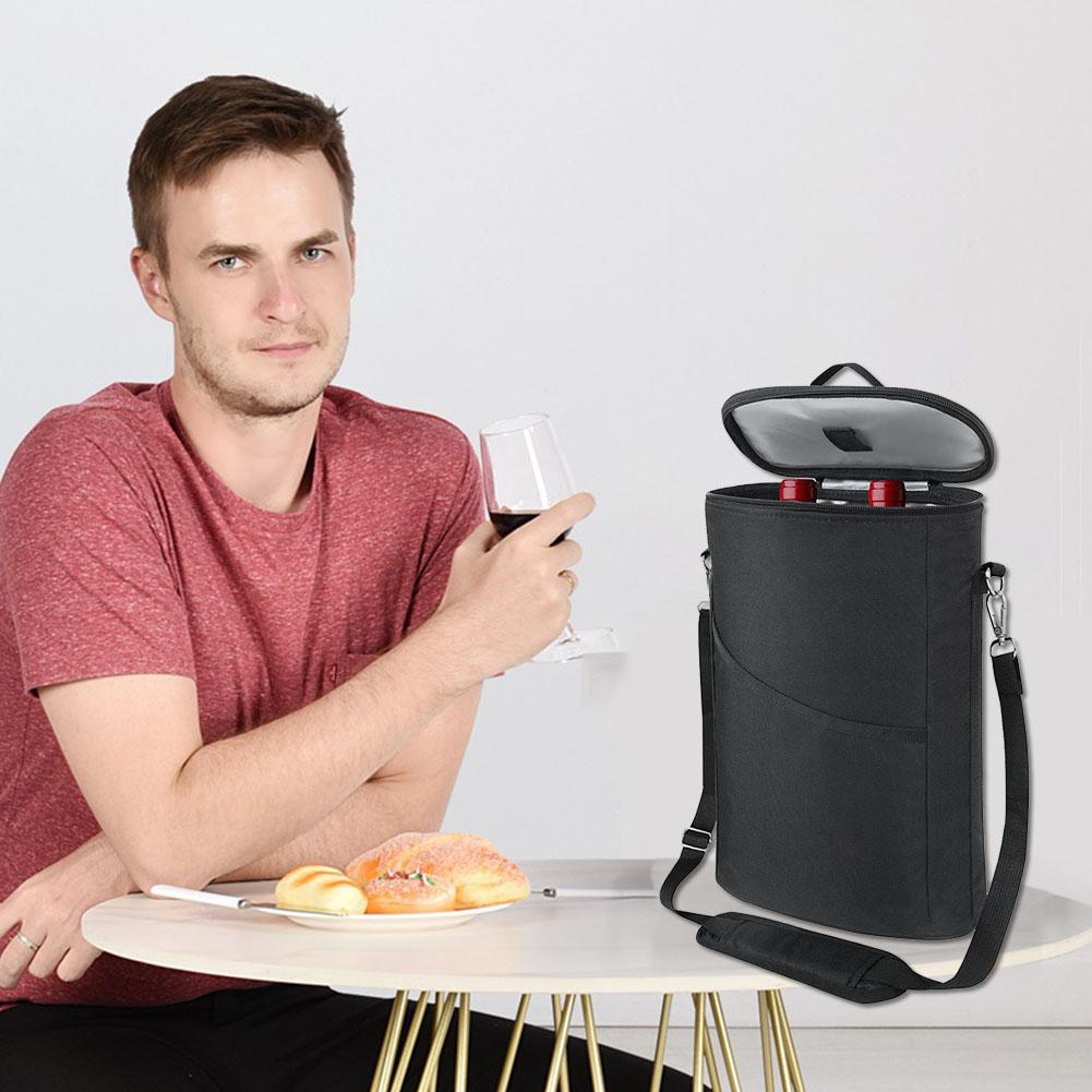 NEW Two Bottle Wine Totes Bag Cooling Case Insulated Thermal Wine Carrier for Travel Fishing Beach Outdoor Camping Accessories