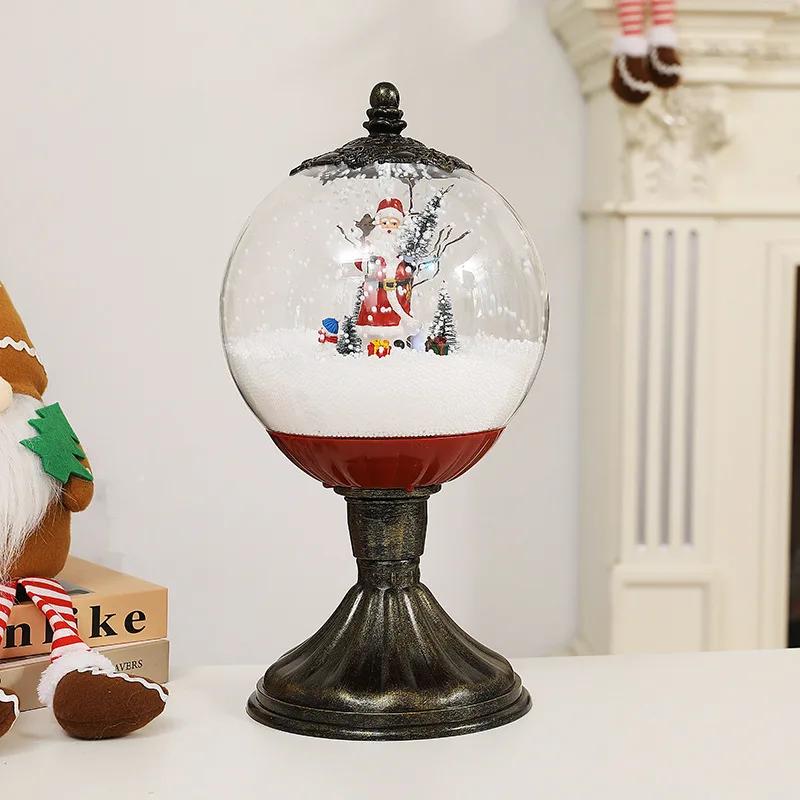 DurableChristmas Crystal Ball Drifting Snow Old Man Wind Lamp Glowing Snow Music Lamp Ornament Christmas Gift Window Decoration