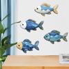 Wooden Blue Fish Wall Ornament Rustic Hand Carved Fish Signs Pendant Funny Wall Art Ocean Animal Decoration