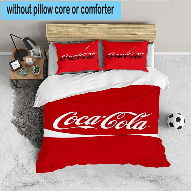 Coca-Cola Artwork Design 3-teiliges Bettwäsche-Set, Ideal für 1 Bettbezug und 2 Kissenbezüge, Perfekt als Geschenk für Fans, Ideal für Schlafzimmer, Studentenwohnheim
