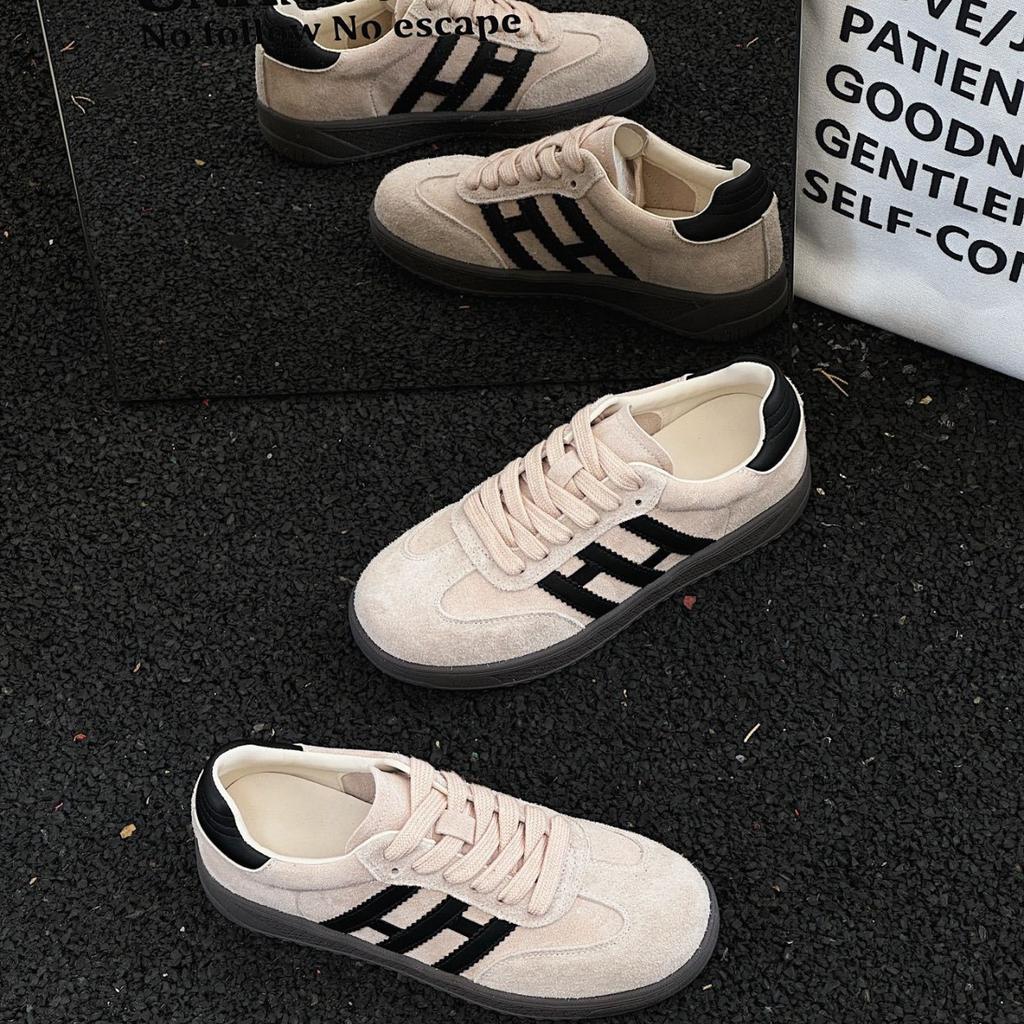 Retro Red German Training Shoes Women's 2025 Spring and Summer New Leather Sports and Leisure Board Shoes Popular Platform Forrest Gump Shoes