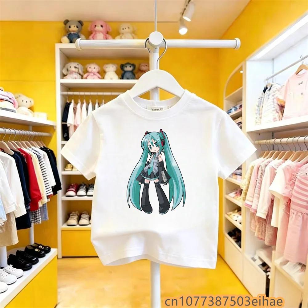 Summer Trend Hatsune Miku Collaboration Pure Cotton Short Sleeve Loose Fit Printed Casual Tee Soft Skin Friendly for Boys Girls