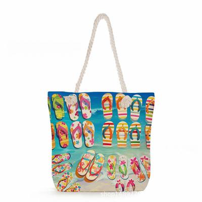 Multifunctional Beach Shells Printed Thick Rope Shoulder Beach Bag 7575