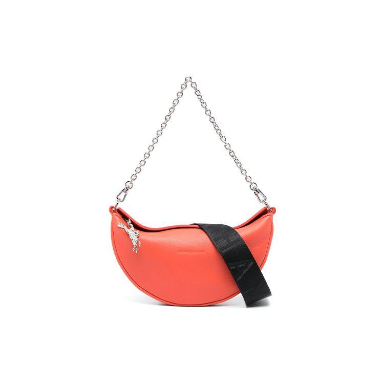 

Longchamp Smile Front Concave Embossed Logo Chain Small Calfskin Saddle Bag Women shoulder bag Orange 10224HDS017 Basic Set (Bag+Dust Bag)