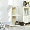 2 Tier Sisal Sherpa Cat Tree with Basket Cushion Sisal Post Cream White