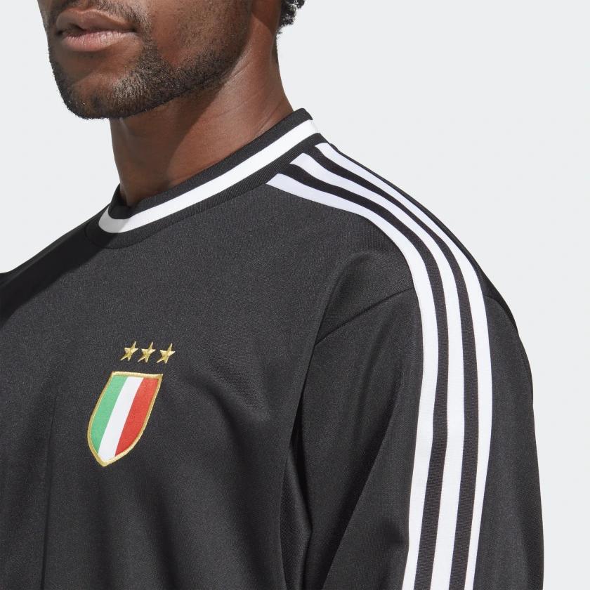 adidas Solid Color Striped Logo Long Sleeve T-Shirt Men Tops Black HS9804