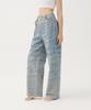 Meuameu Denim Stitch Tuck Pants