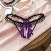 Open Crotch Lace Pearl Panties Low Waist See-through Thong Fashion Underwear for Women  Gifts