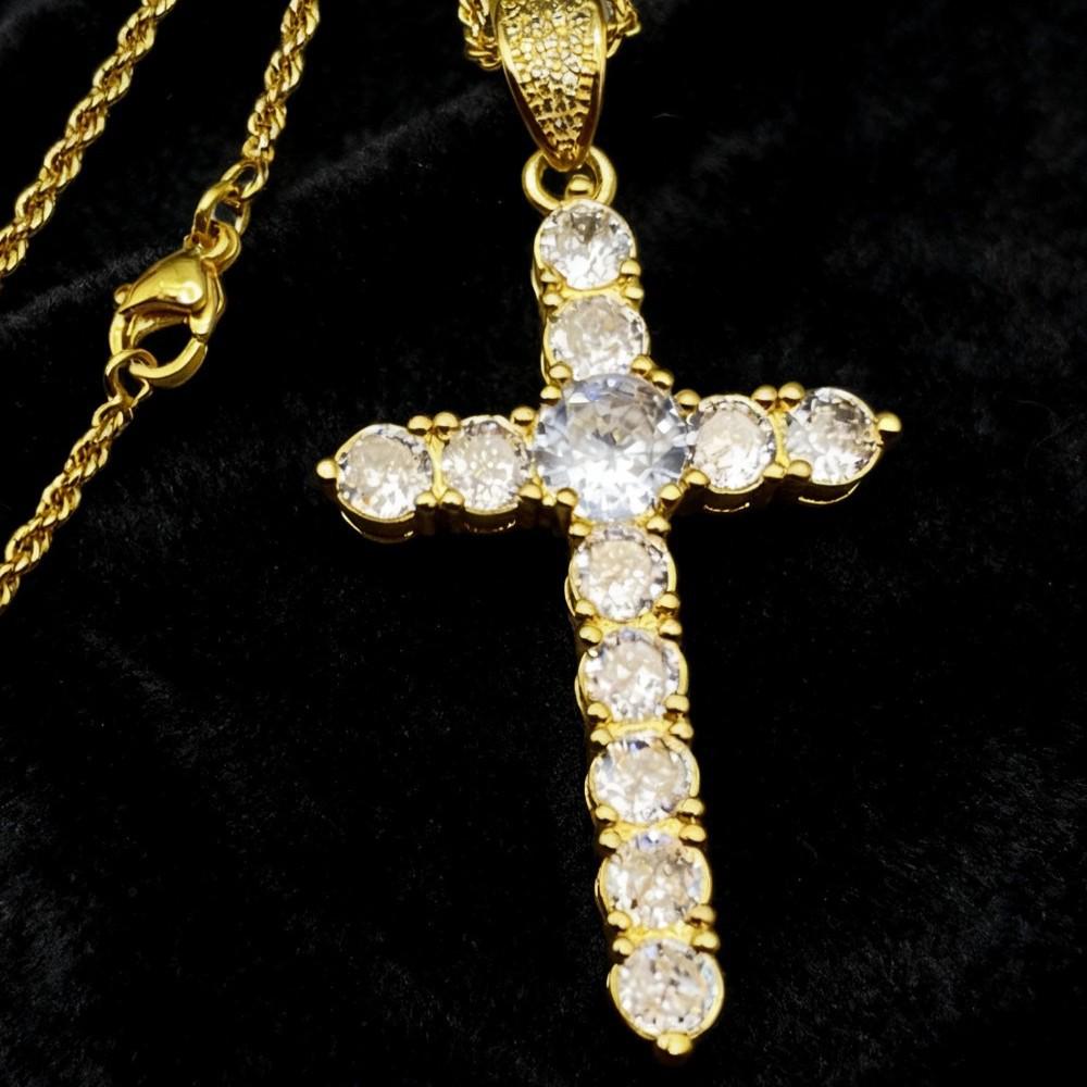 Trendy European Vintage Cross Pendant Necklace for Women - Personalized Hip Hop Jewelry