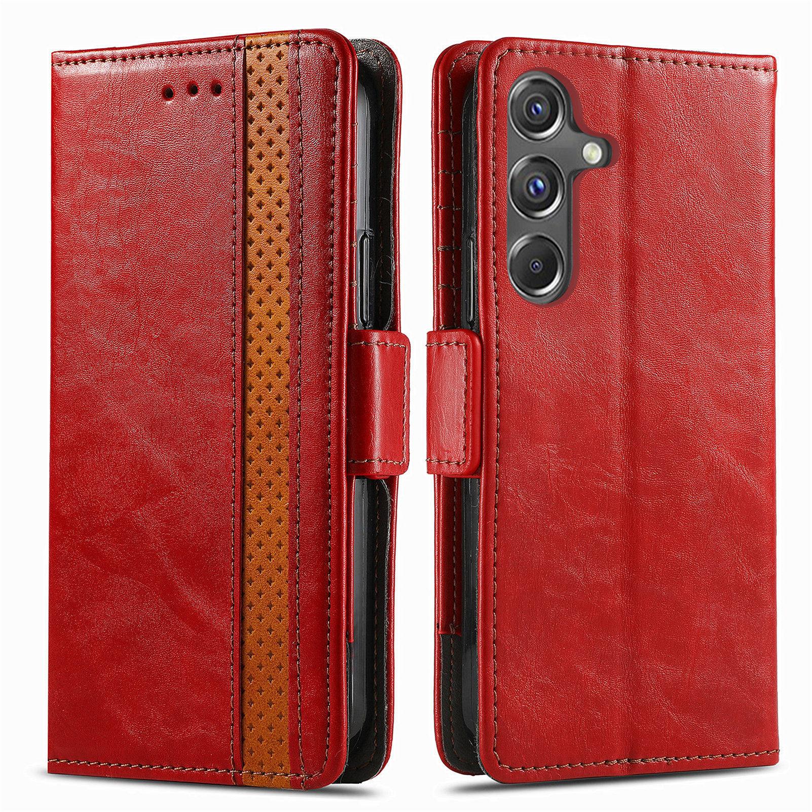 

For Samsung Galaxy A15 4G/A15 5G Phone Cases CASENEO PU Leather Cover Stand with RFID Blocking Wallet Red