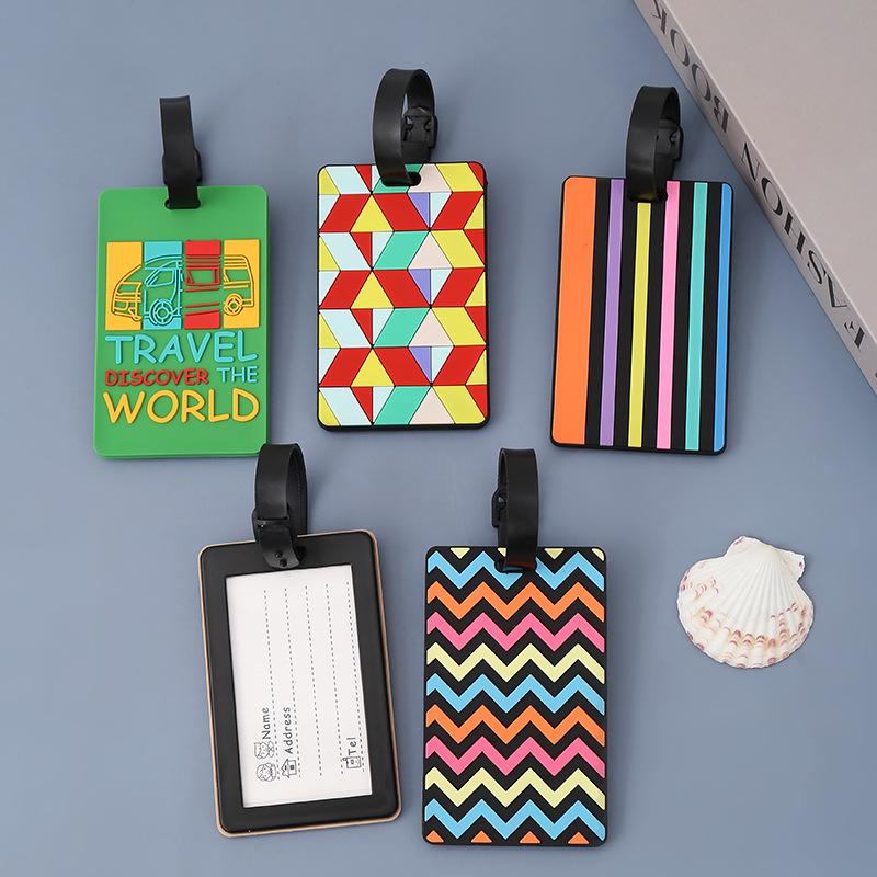 Soft Rubber Geometric Luggage Tags PVC Boarding Pass Creative Luggage Tag Address ID Name Lable Suitcase Tag Travel Accessories