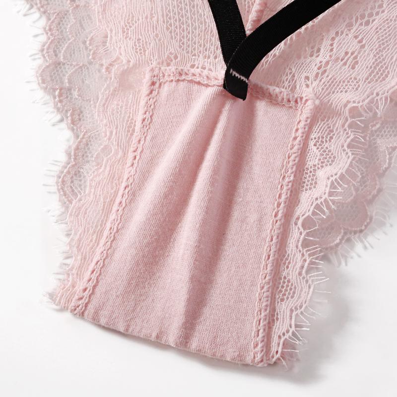 CINOON Sexy Women Lace Panties Low-waist Ultrathin Transparent Briefs Solid Bow Comfort Intimate Underpant