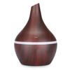300ml Wood Grain Flat Mouth Humidifier with Touch Night Light - USB Mini Aromatherapy and Desktop Companion