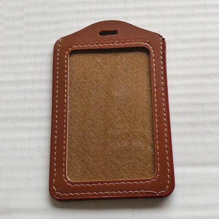 PU Leather Card Sleeve Women ID Badge Case Clear Bank Credit Card Badge Holder Bags School Student Bus Card Cover