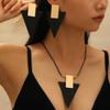 Jewelry Sets Korean Fashion Geometric Black Triangle Drop Earrings For Women 2026 Trending Necklace 2-piece Set Accessories Gift