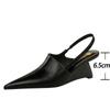 Shoes New Designer Wedge Heels Shoes Hollow Back Strap Sandals Women Summer Shoes 2025 Fashion Pointed Tip Women Pumps