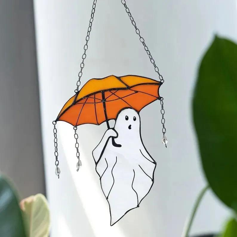 Mysterious Umbrella Ghost Acrylic Halloween Decoration Sun Catcher Pendant Hanging Decoration Home Atmosphere Decoration