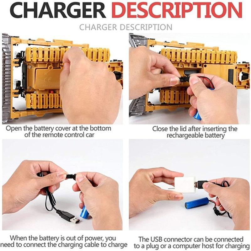 1:24 9CH Multifunctional RC Bulldozer Crawler Type Plastic Shovel Engineering Forklift Heavy Excavator Toy Gifts for Kids