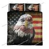 Africa Duvet Cover Set, Aerial View of Bald Eagle Flying USA, Decorative Bedding Set , Full King Size