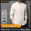 Hengyuanxiang Men's Chinese Style Linen Knot Button Long Sleeve Shirt