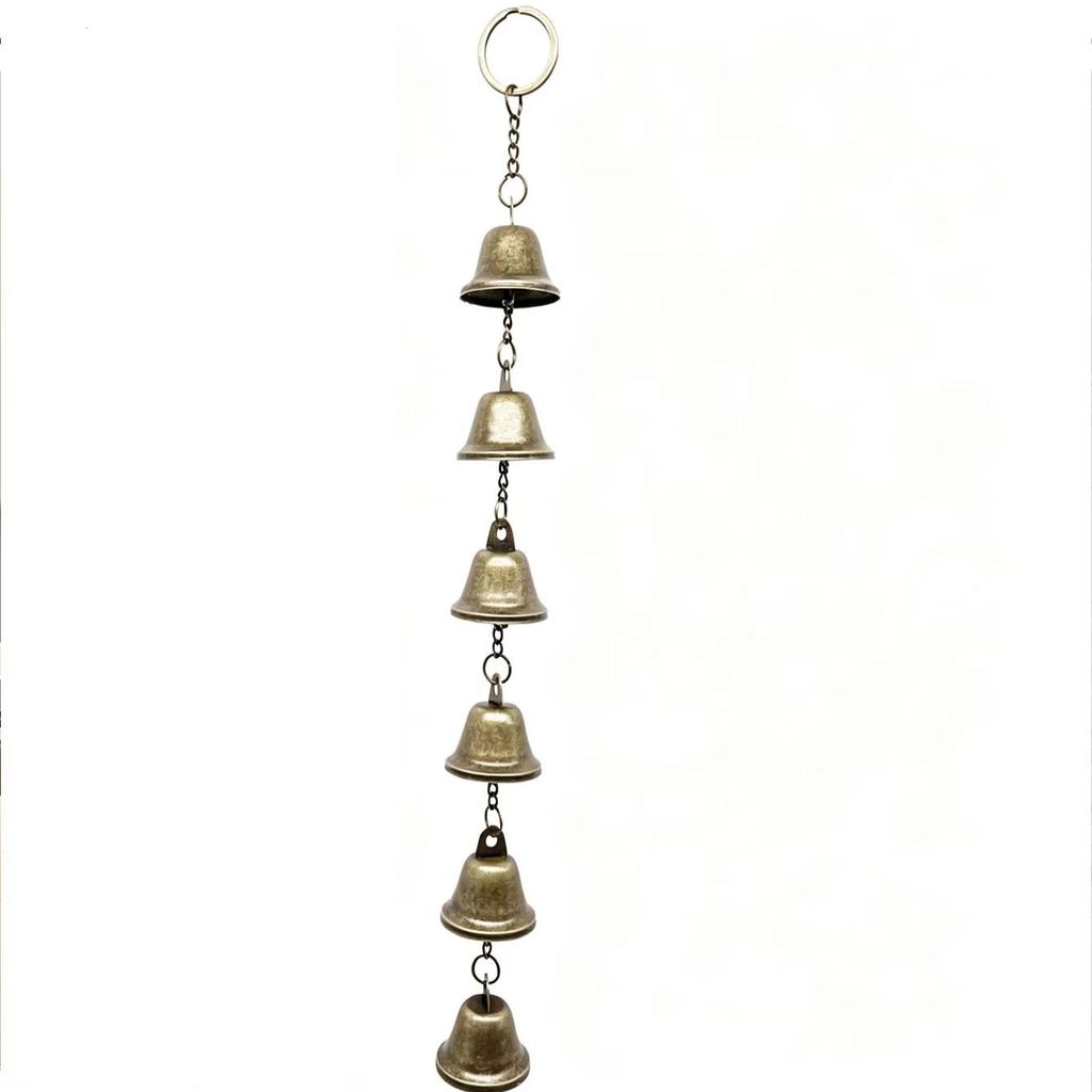 Six metal antique bronze colored iron wind chimes, hanging rings for easy hanging, suitable for courtyard decoration