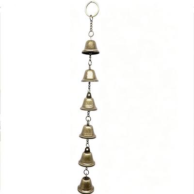 Six Metal Antique Bronze Colored Iron Wind Chimes, Hanging Rings for Easy Hanging, Suitable for Courtyard Decoration