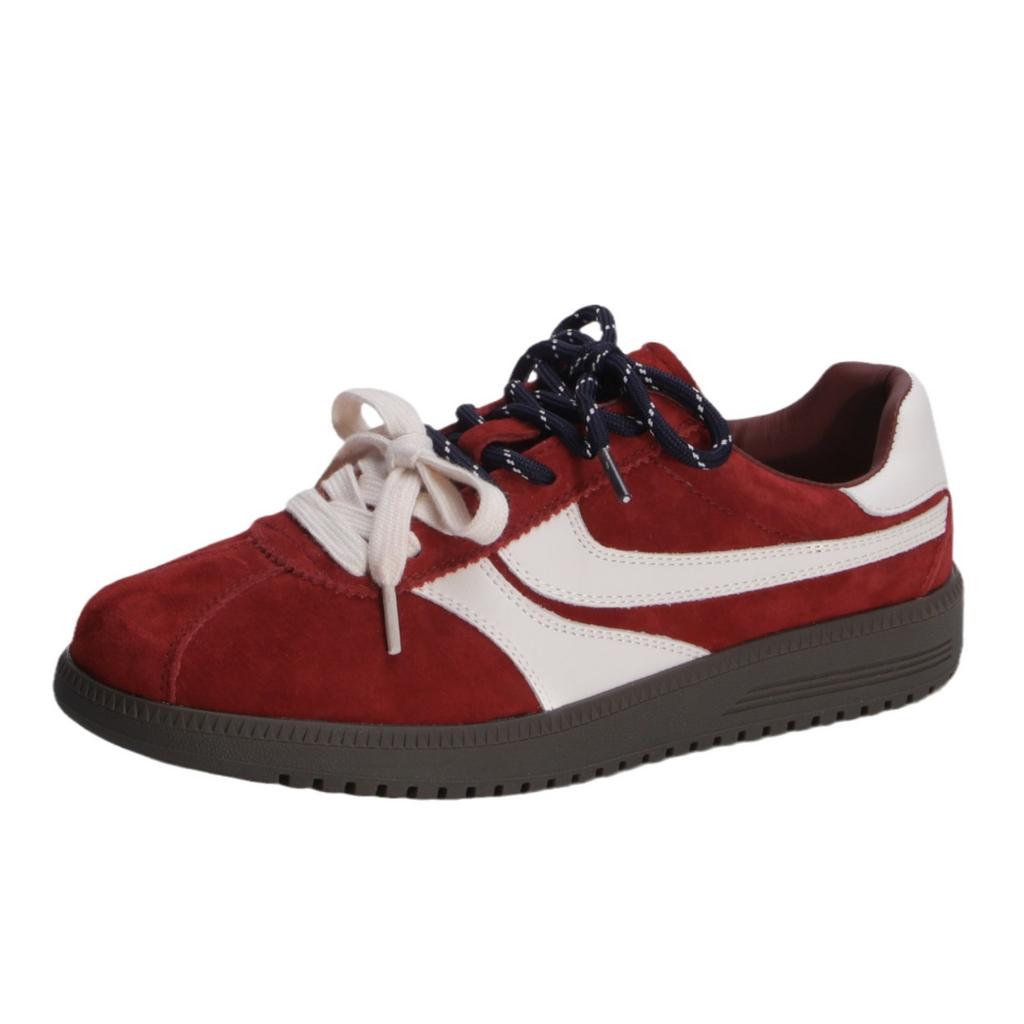Red German training shoes women's 2025 spring and autumn new flat baseplate shoes Korean version of college style casual sports shoes women's o