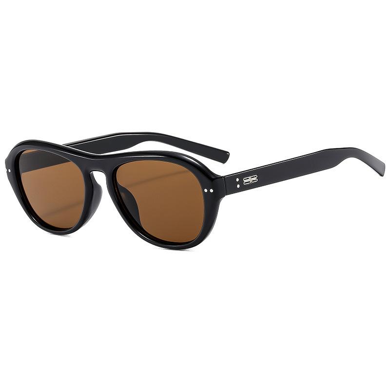 European and American retro babes oval flat glasses women's advanced sense big face thin blush sunglasses sun protection sunglasses men