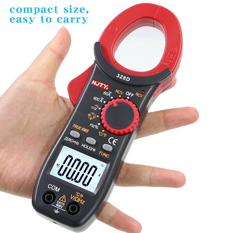 NJTY 328D AC/DC Digital Clamp Meter High Precision Multimeter Clamp Ammeter Temperature Capacitance Clamp Meter