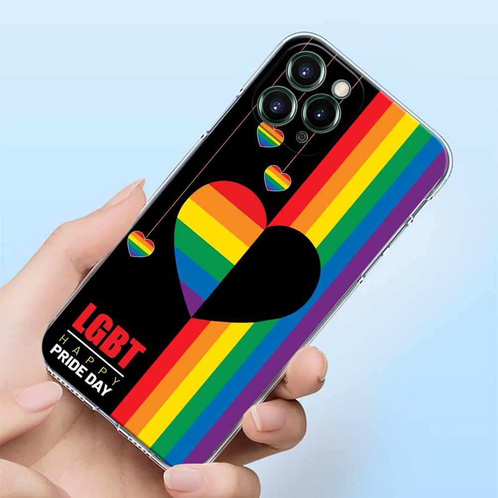 Gay Lesbian LGBT Rainbow Love Shell Case for iPhone 16 15 11 12 13 14 Pro Max for iPhone 16 Plus Soft Transparent Cover Fundas