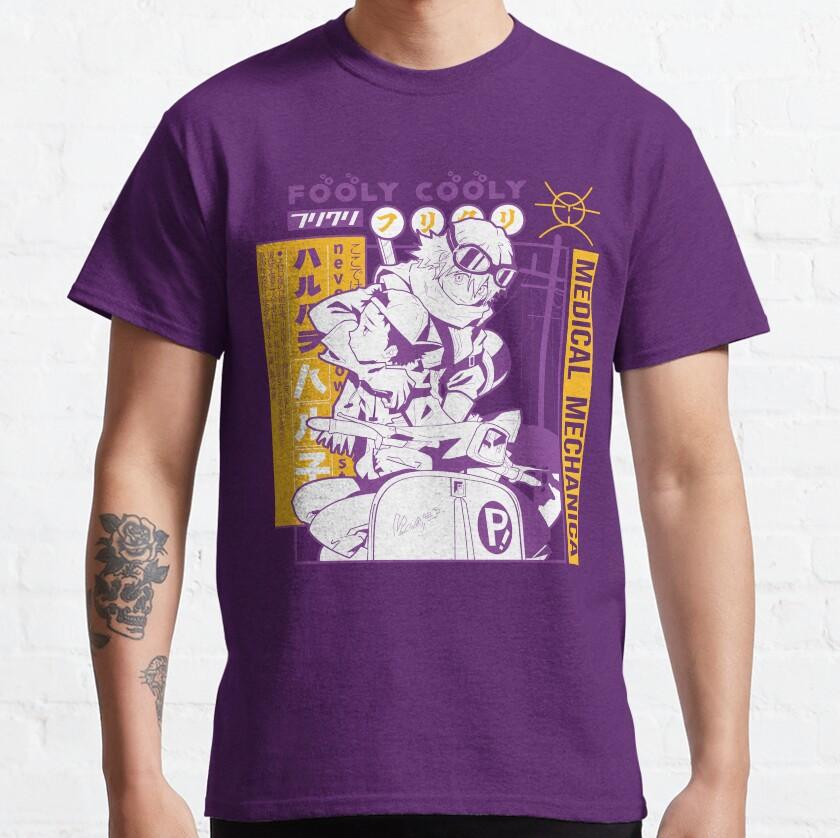 

Cartoon Japanese Manga Fooly Cooly FLCL Japan music Anime T shirt for men plus size clothing 4XL