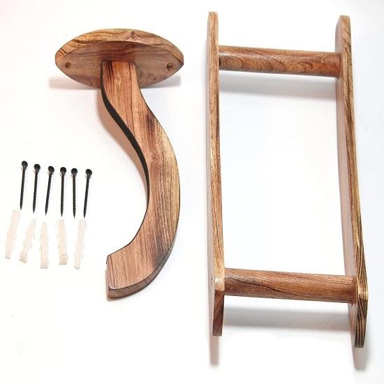 Držák na kytaru na stěnu Držák na kytaru na nástěnný dřevěný závěsný držák Basový držák s držákem trsátka,