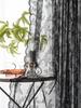 1pc Rose Pattern Single Panel Sheer Curtain, Black Embroidered Lace Curtains for Home Decor