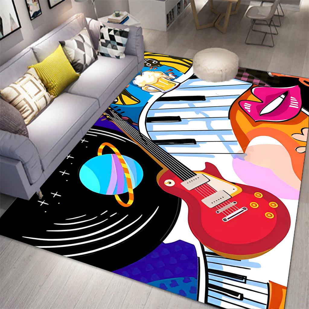 3D Music Carpet 3D Printing Carpets for Living Room Bedroom Decor Carpet Flannel Home Floor Mat Music Area Rugs