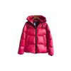 Hochwertige Daunen-Kapuzen-Pufferjacke, Rot & Schwarz, Unisex, Modisch & Locker geschnitten
