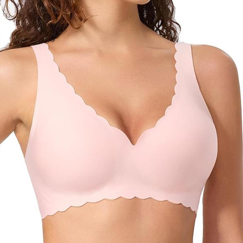 

Wind new popular large size upper support breast comfortable non-marking bra comfortable bra without steel ring XXL рожевий