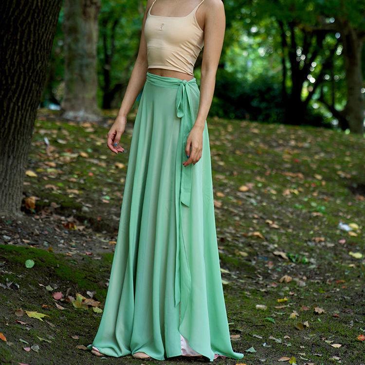 Saia Longa com Cadarço Reversível King Kong Dança Poesia Qingshan Rosa - Traje de Dança Clássica Chinesa