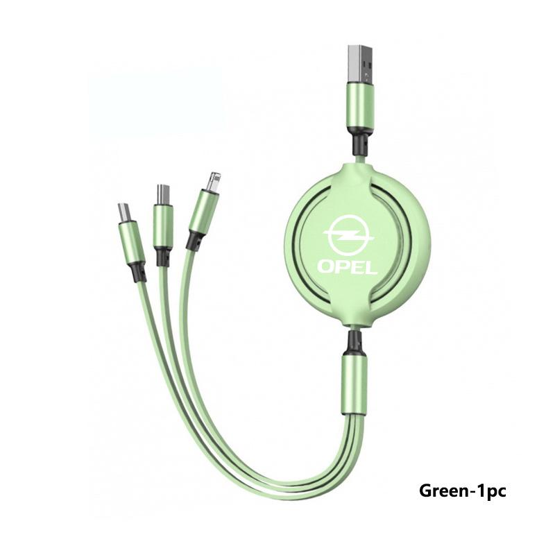 Car 3 In 1 Retractable Micro Data Wire USB Type C Fast Charging Cable For Opel ADAM ASTRA J K CORSA E INSIGNIA MOKKA VIVA Meriva