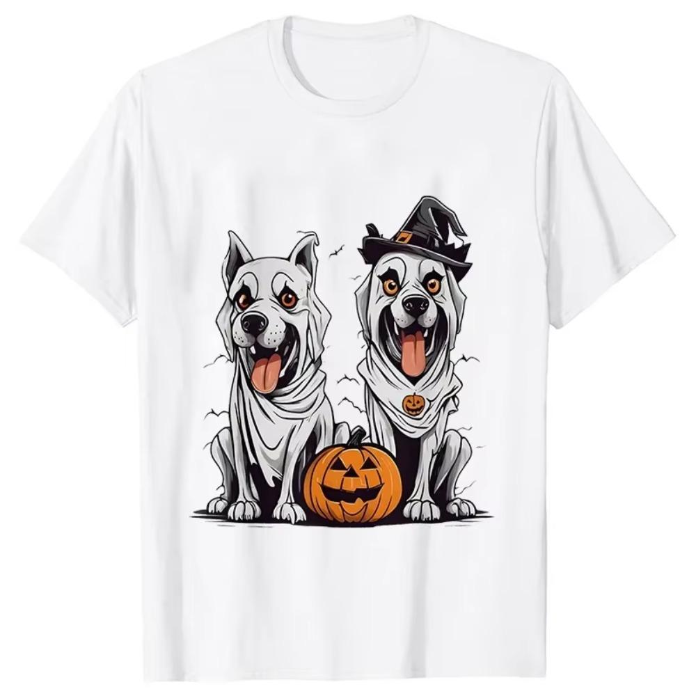 Summer Fashion Tee Shirt Clothes Dog Skull Creepy Puppy Skeleton Halloween T-Shirt Fashion Casual Tshirt Short Sleeve Tee Tops