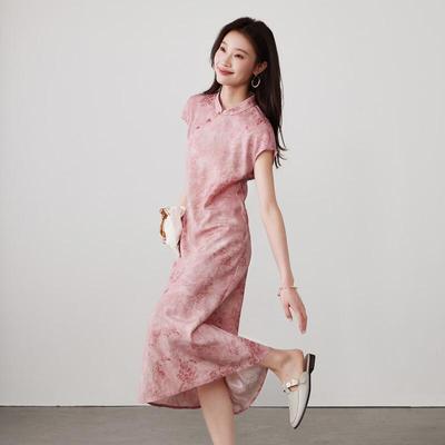 SOFSIL New Chinese Style Jacquard Midi Dress