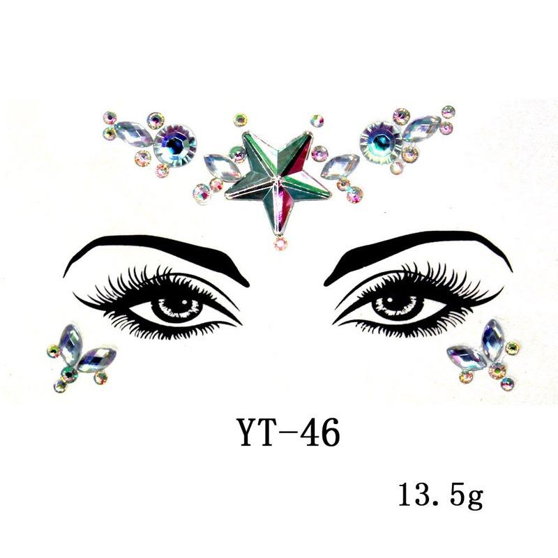 1Pcs 3D Crystal Face Stickers Decoration Face Eye Stickers Chest Sticke Glitter DIY Jewelry Festival Party Temporary Tattoo Stickers for Women