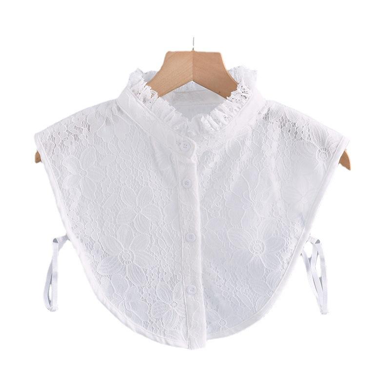 Ny Stå Falsk Krage+Falsk Mansjett Vintage Avtakbar Skjorte Falsk Krage for Kvinner Bluse Genser Revers Toppdekor