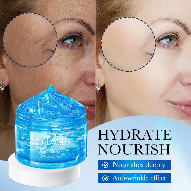 Straffende Collagen Anti-Falten-Reparatur Feuchtigkeitsspendende Schlafmaske Feuchtigkeitsspendende Anti-Aging-Schönheit Beruhigende Gelmaske