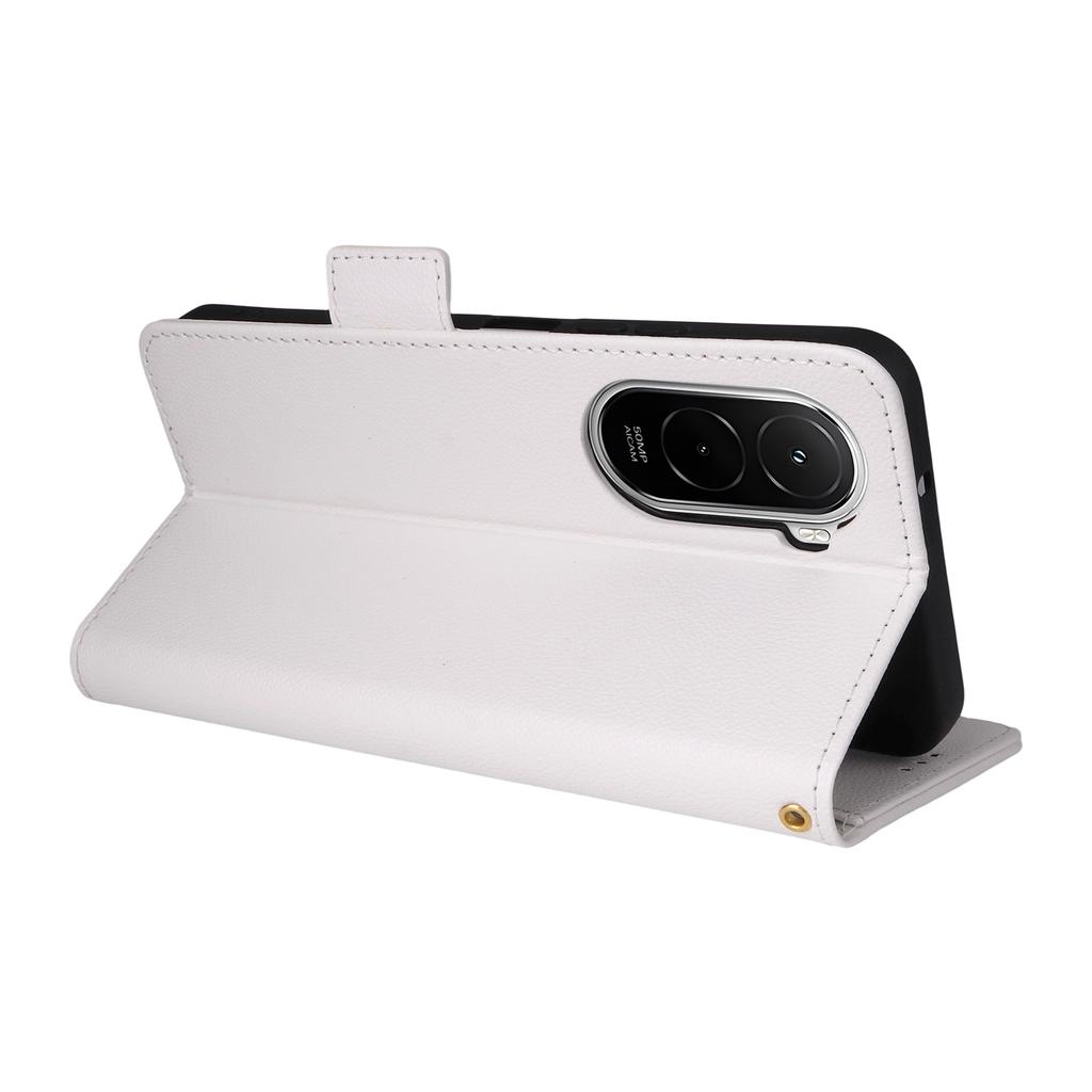 For Xiaomi Poco M7 Plus 5G/Poco M7 4G (169mm) Case Litchi Texture Wallet Leather Phone Cover with Wrist Strap