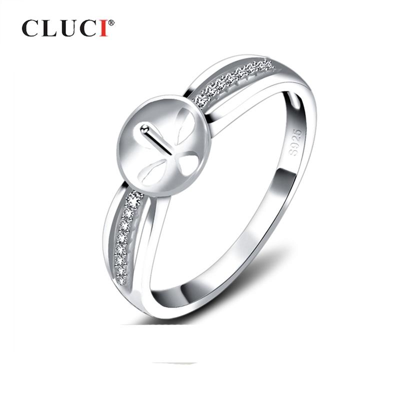 

CLUCI Silver 925 Design Zircon Women Rings for Wedding 925 Sterling Silver Pearl Ring Mounting Multiple Size Ring SR1083SB 6