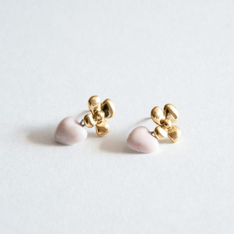 DOL Flower heart earring [pink snow]