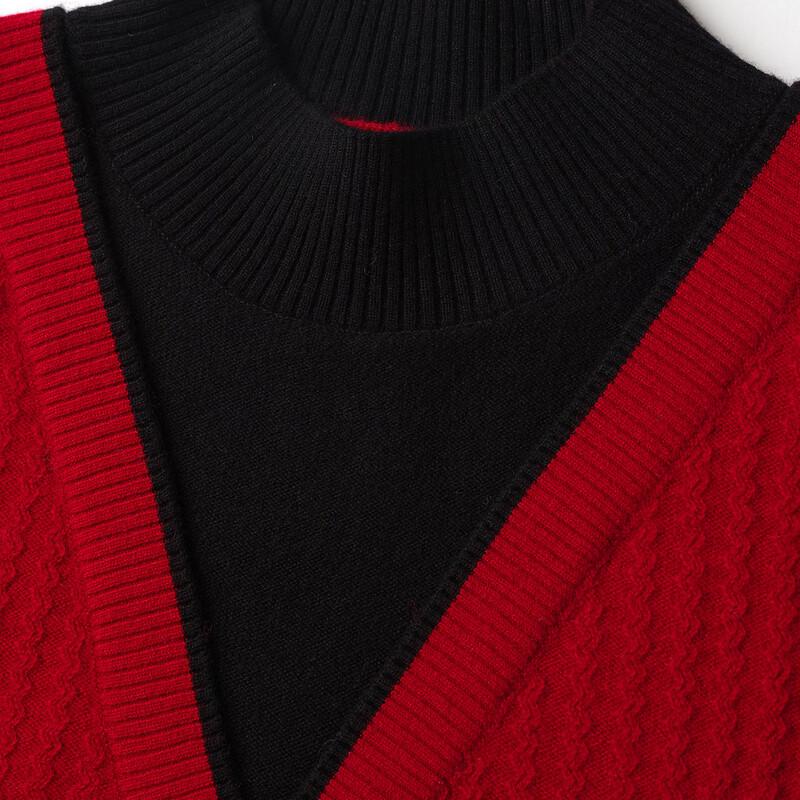 Srcr Women's Faux Two-Piece Pure Wool Half-High Collar Sweater