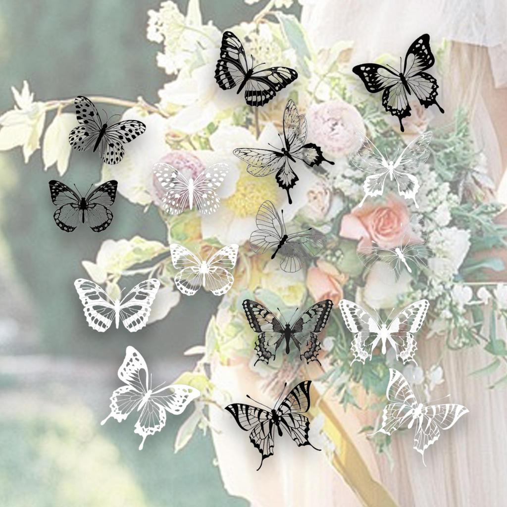 3D Butterfly Wall Stickers DIY Gift 3D Butterfly Wall Decor Wall Decals for Garden Flower Arrangements Wall Living Room Wedding