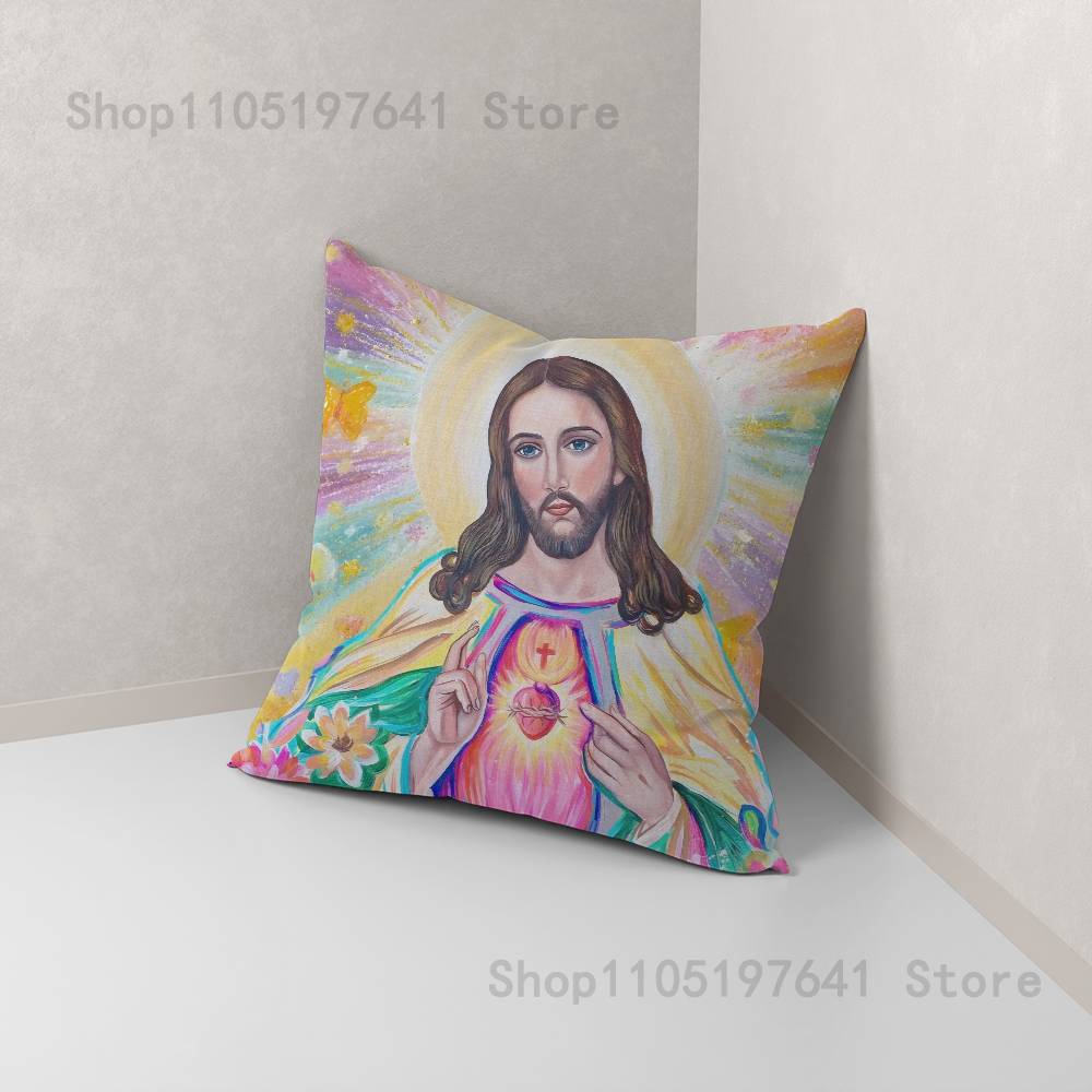 Jesus Pillow Case For Sofa Decor Car Office Room Printing Cushion Cover Decorations and Protector